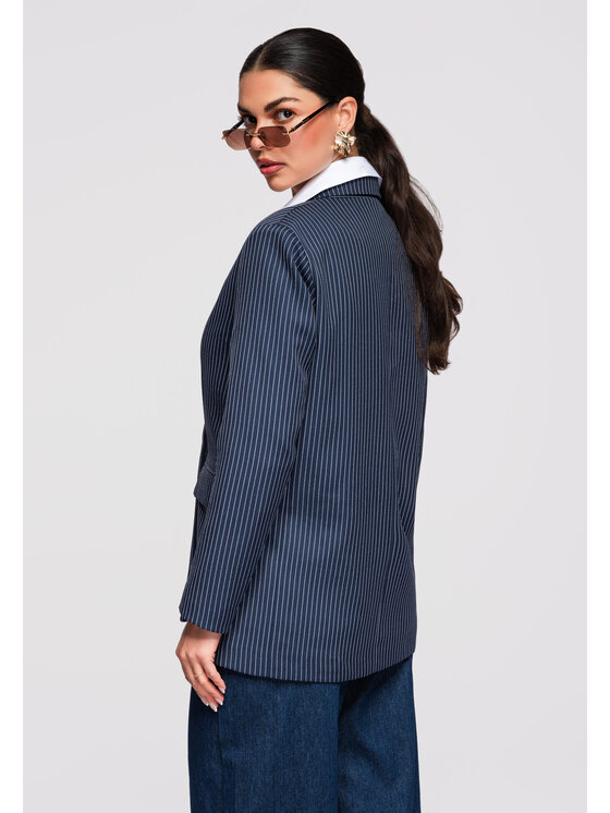 Ombre Ombre Marynarka OW-BLZB-0113 Granatowy Slim Fit