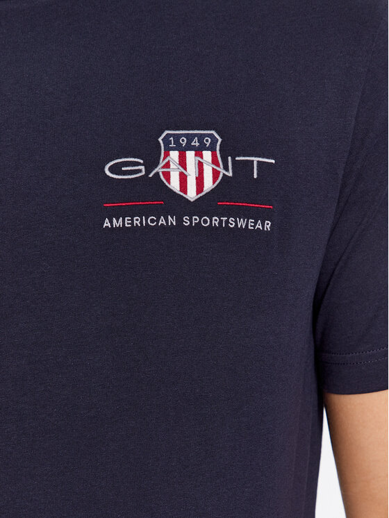 Gant Gant T-Shirt Reg Archive Shield Emb Ss 2067004 Granatowy Regular Fit