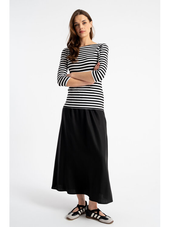 CLICK CLICK Spódnica maxi 50-740 Czarny Loose Fit