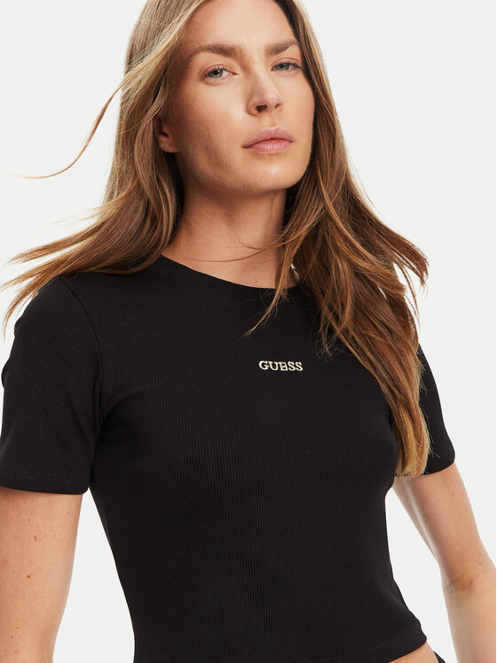 Guess Guess Póló V5YP08 K8RT2 Fekete Slim Fit