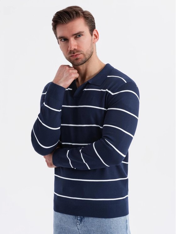 Ombre Ombre Longsleeve OM-POLS-0146 Granatowy Regular Fit