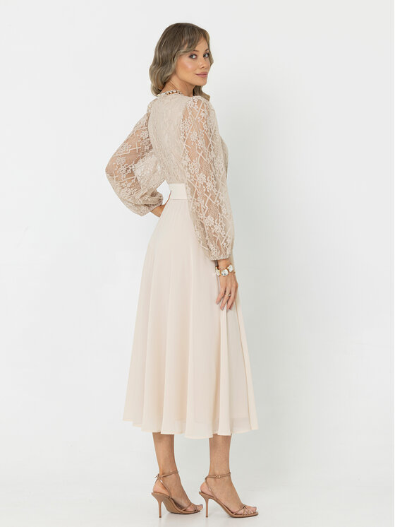 LIDIA KALITA LIDIA KALITA Sukienka koktajlowa Capri Beżowy Flare Fit