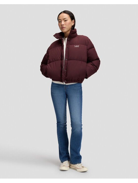 Lee Lee Kurtka puchowa SHORT PUFFER JACKET Czerwony Relaxed Fit