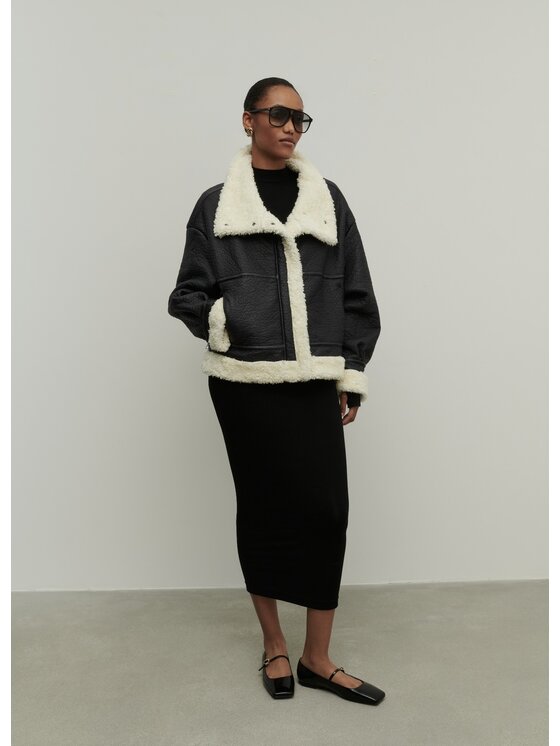La Mania La Mania Cappotto in shearling STOCKHOLM Nero Classic Fit