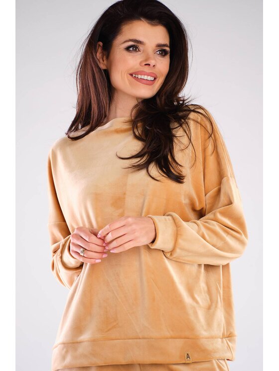 Awama Awama Bluza A410 Beżowy Basic Fit
