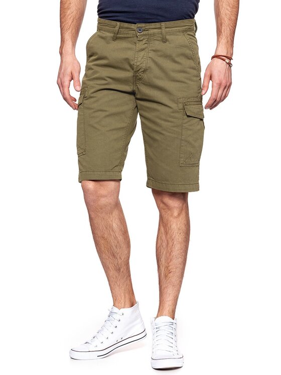 Wrangler Wrangler Szorty jeansowe CARGO SHORTS Zielony Regular Fit