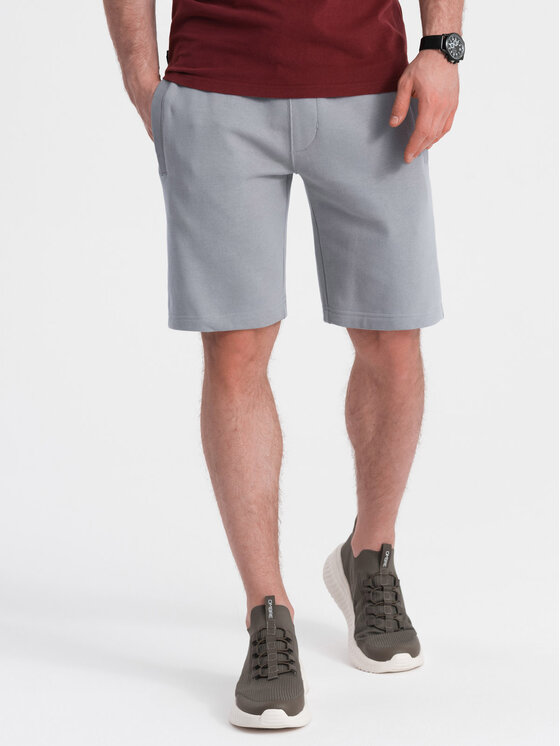 Ombre Ombre Šortky z materiálu OM-SRBS-0139 Šedá Regular Fit