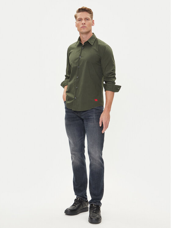 HUGO HUGO Риза Ermo 50500216 Зелен Slim Fit