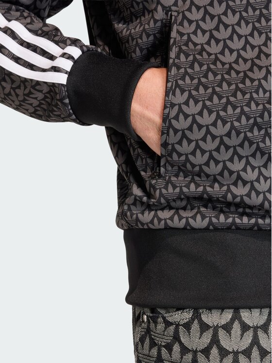 adidas adidas Bluza FIREBIRD LOOSE MONOGRAM Czarny Loose Fit