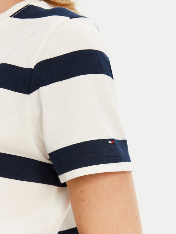 Tommy Hilfiger Tommy Hilfiger Tricou Script WW0WW45746 Écru Regular Fit