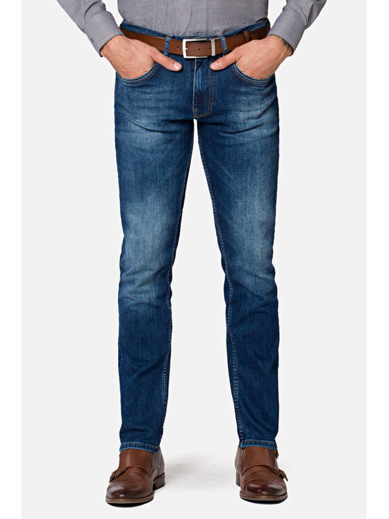 Lancerto Lancerto Jeansy Hunter Granatowy Slim Fit