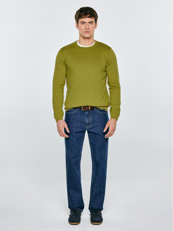 BIG STAR BIG STAR Sweter SIMONER Zielony Basic Fit