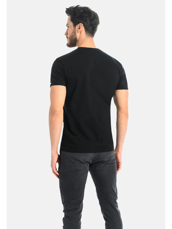 Teyli Teyli T-Shirt męski bawełniany Luca Czarny Classic Fit