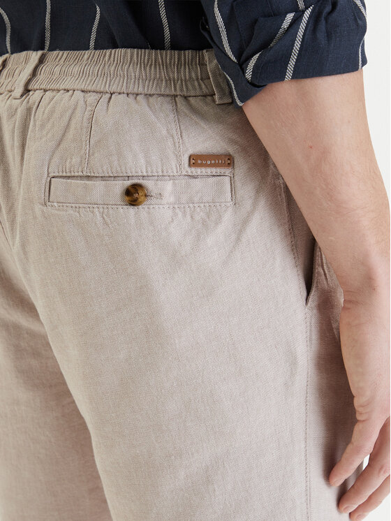 Bugatti Bugatti Pantaloncini di tessuto 1949-76419C Écru Regular Fit