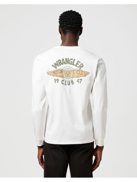 Wrangler Wrangler Longsleeve LS AMERICANA TEE Biały Regular Fit