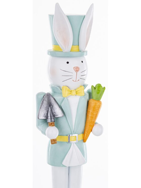 MIAhome MIAhome Figurka Królik w niebieskim mundurze 34x9x6 cm z marchewką i łopatką Kolorowy