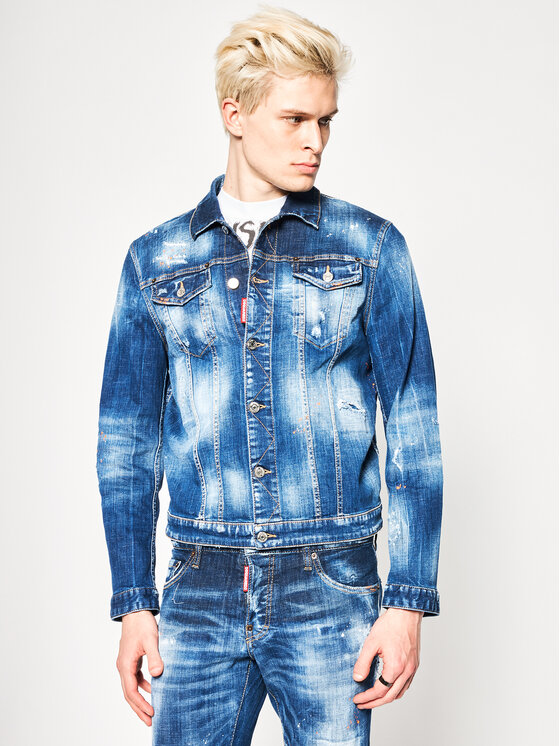 Dsquared2 Dsquared2 Teksajakk Macchia Dan Denim S74AM1027.S30342 Tumesinine Regular Fit