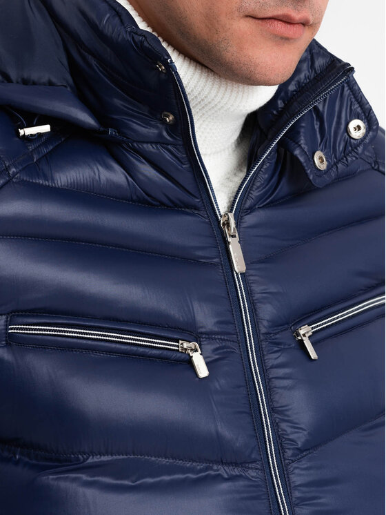 Ombre Ombre Kurtka zimowa OM-JAHP-22FW-010 Granatowy Regular Fit