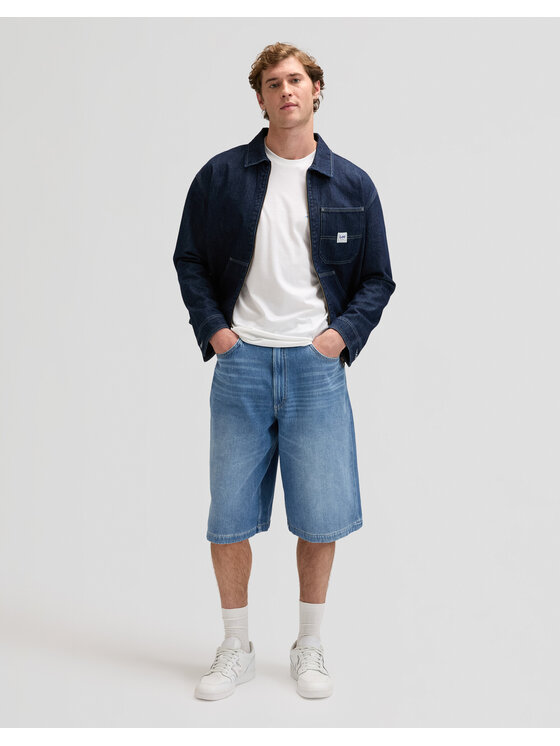 Lee Lee Szorty jeansowe JORT WITH DRAWSTRING Niebieski Loose Fit