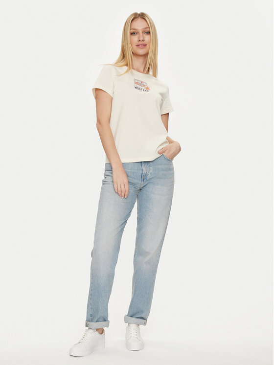 Mustang Mustang T-shirt Alina 1014233 Écru Regular Fit