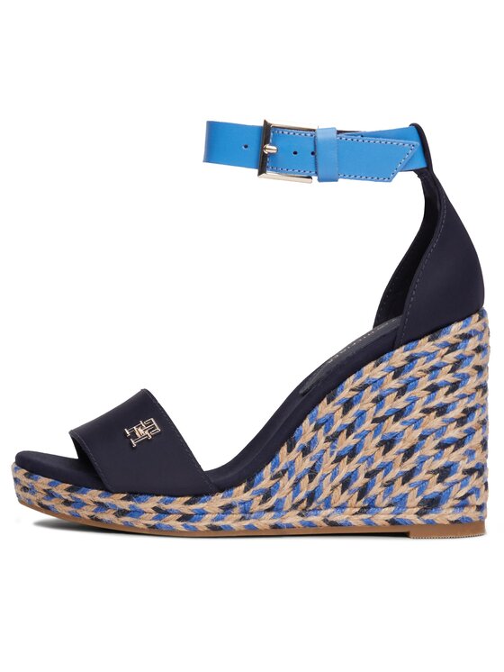 Tommy Hilfiger Tommy Hilfiger Εσπαντρίγιες Colorful High Wedge Satin Sandal FW0FW07914 Σκούρο μπλε