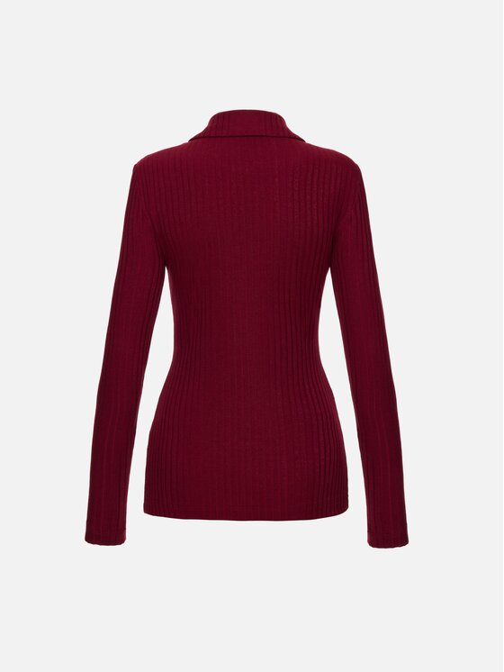 La Mania La Mania Bluzka COMELLE Bordowy Basic Fit