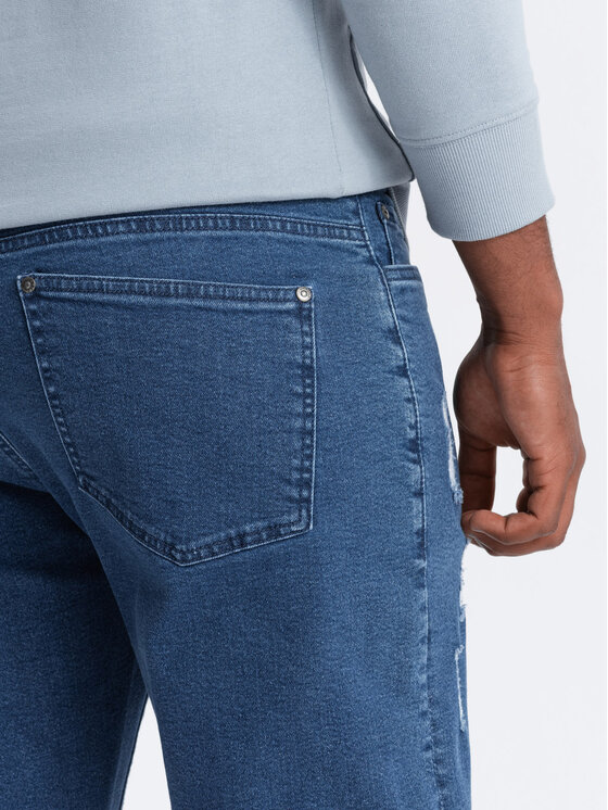 Ombre Ombre Jeansy OM-PADP-0163 Niebieski Taper Fit