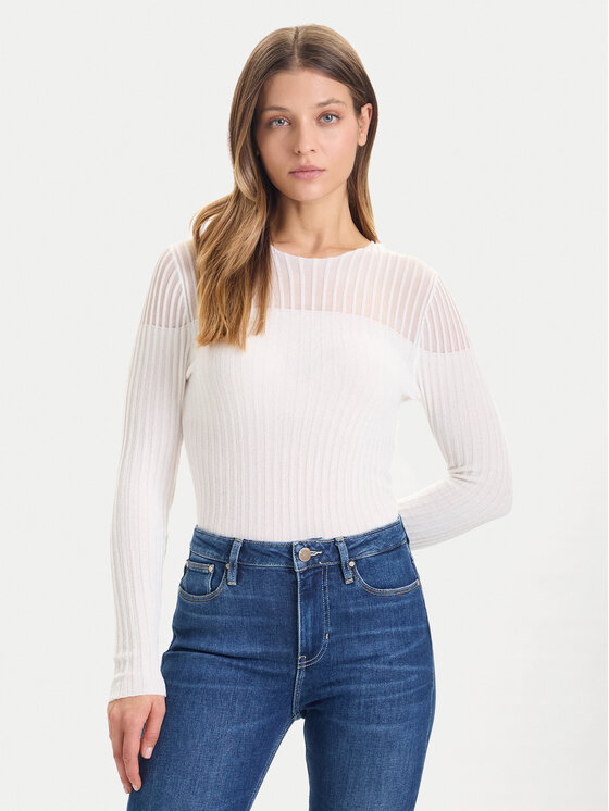 Guess Guess Pullover W5BR62 Z0890 Écru Slim Fit