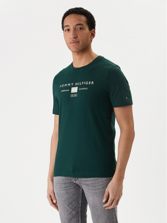 Tommy Hilfiger Tricou Brand Love MW0MW42365 Verde Regular Fit