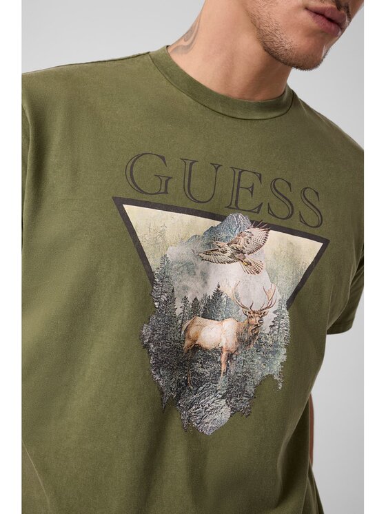 Guess Guess T-Shirt 185491 Zielony Classic Fit
