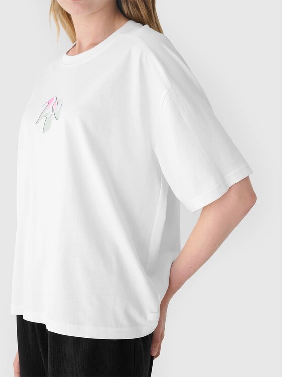 4F 4F T-Shirt 4FRAW24TTSHF2582-10S Biały Oversize