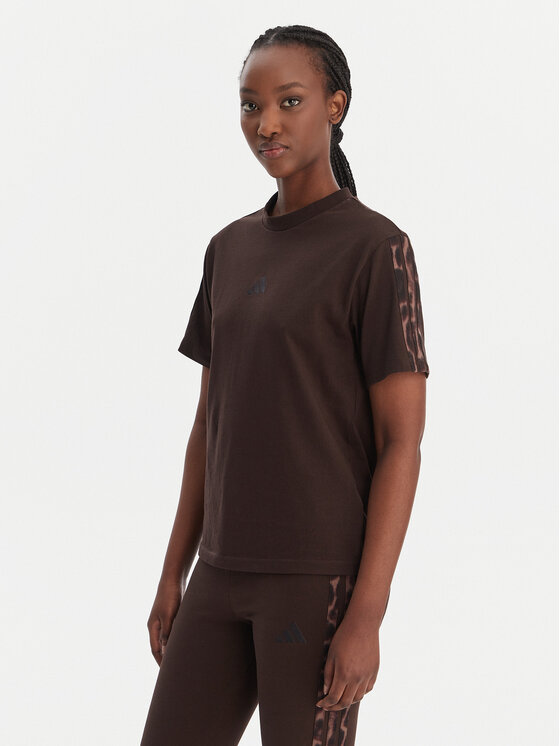 adidas adidas T-shirt Seasonal Essentials Leopard Print KE8830 Smeđa Regular Fit