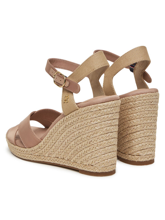 Tommy Hilfiger Tommy Hilfiger Espadrilles Satin High Wedge Espadrille FW0FW08602 Rózsaszín