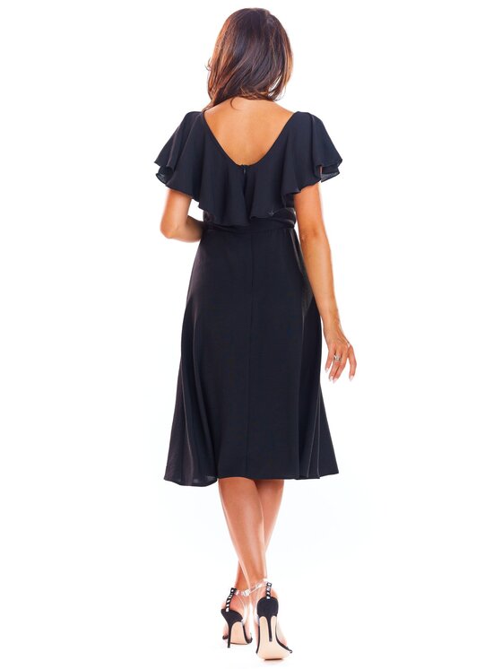 Awama Awama Sukienka letnia A304 Czarny Basic Fit