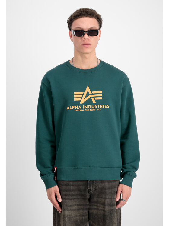 Alpha Industries Alpha Industries Bluza Basic Big Logo Sweatshirt Zielony Regular Fit