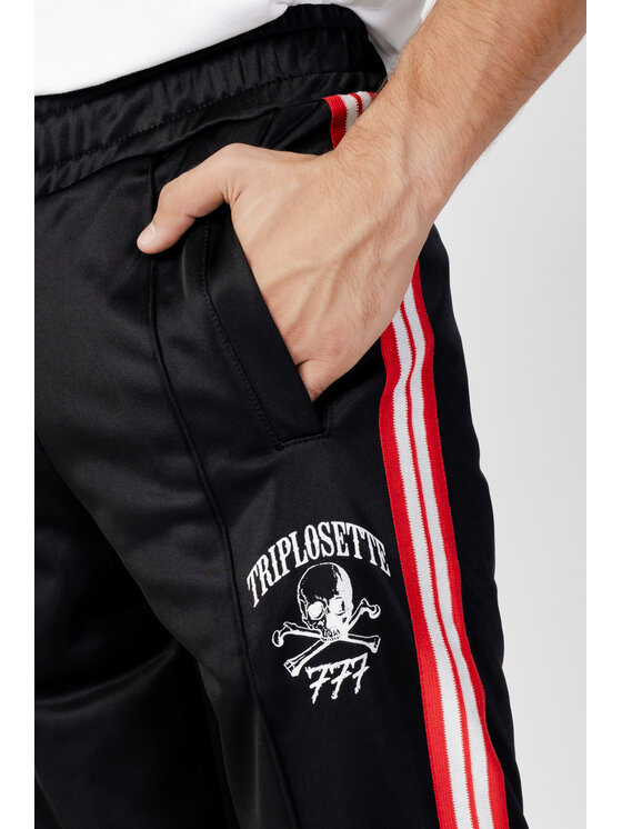 Triplosette 777 Triplosette 777 Pantalone da abito STAMPA LOGO CON BANDA LATERALE Nero Regular Fit