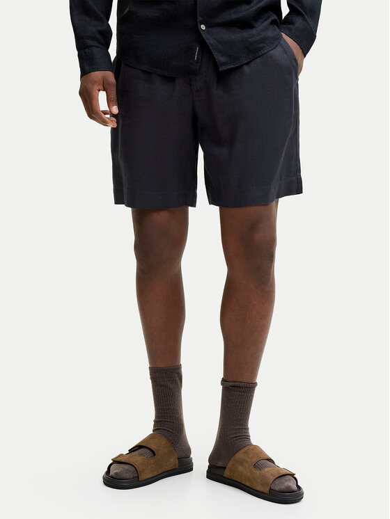 Jack & Jones Jack & Jones Pantalon scurți din material St. Bill 12253134 Negru Wide Leg