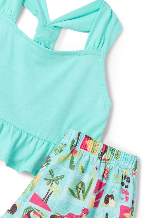 Mayoral Mayoral Set top i pantaloni scurti 3215 Verde Regular Fit