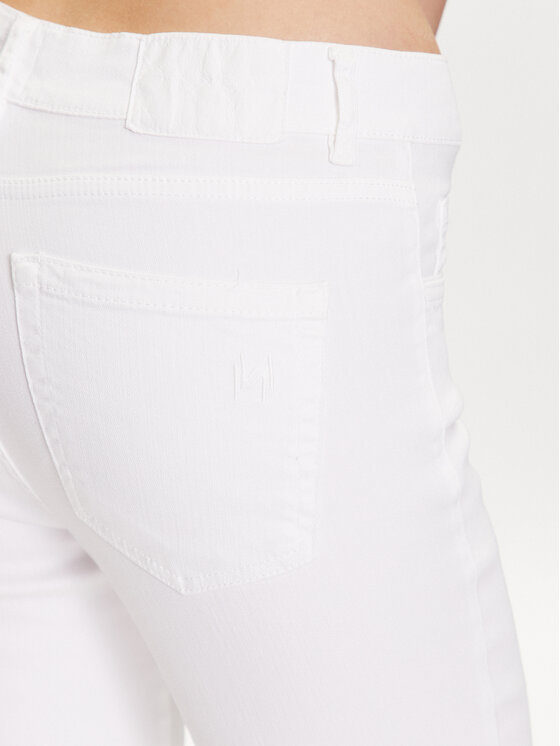 Marella Marella Hlače iz tkanine Peseta 2331310635 Bela Slim Fit