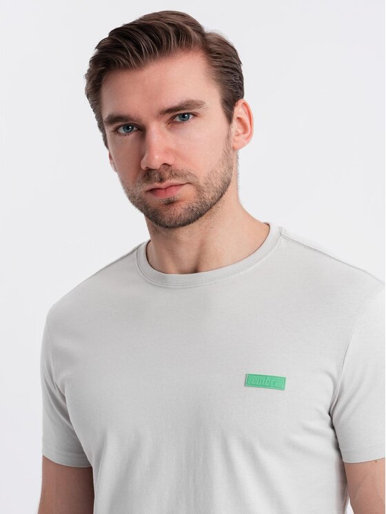 Ombre Ombre T-Shirt OM-TSCT-0151 Szary Regular Fit