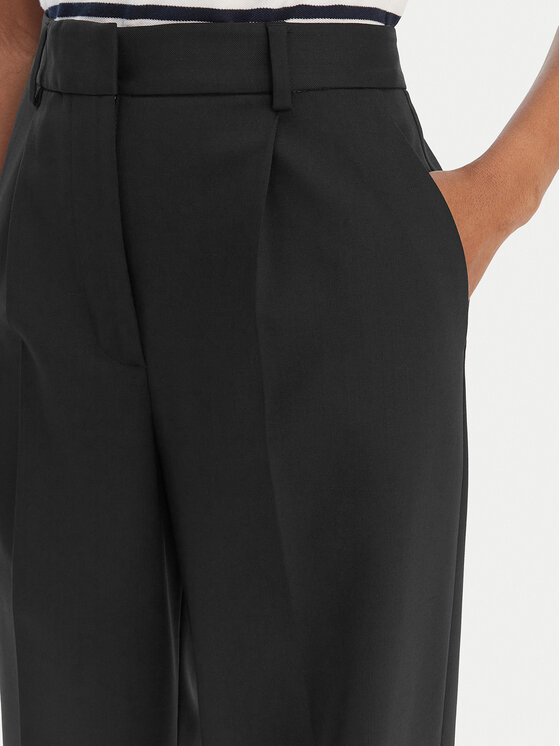 Tommy Hilfiger Tommy Hilfiger Bavlnené nohavice Timeless WW0WW48801 Čierna Wide Leg