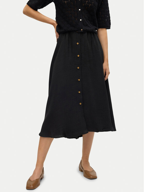 Vero Moda Vero Moda Midi sukňa Melaney 10304134 Čierna Regular Fit