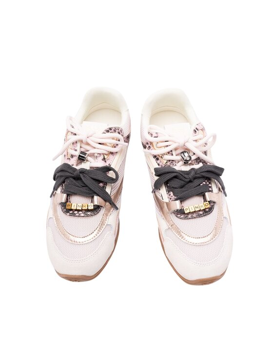 PINKO PINKO Sneakersy Sneakers stampa pitone con lacci doppi Różowy