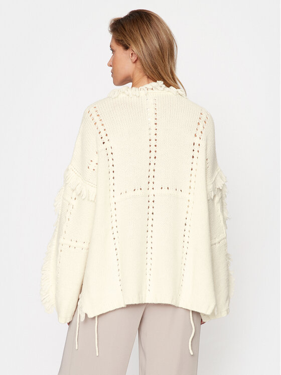 TWINSET TWINSET Ponczo 232TP3540 Écru Relaxed Fit