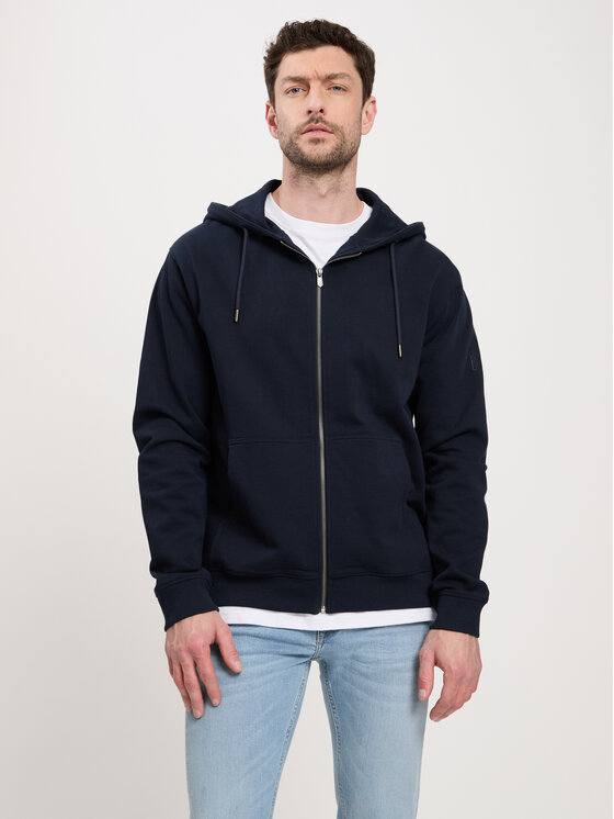 Cross Jeans Cross Jeans Bluza 25453-001 Granatowy Zipped Hoodie Fit