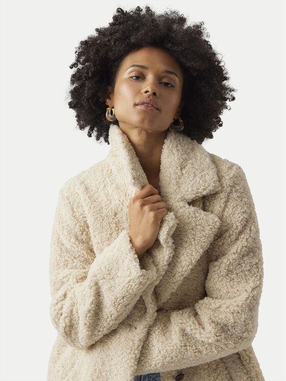 Vero Moda Vero Moda Cappotto in shearling Kylie Teddy 10289938 Beige Loose Fit