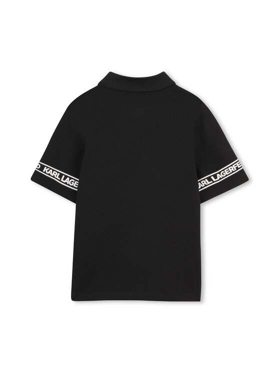 Karl Lagerfeld Kids Karl Lagerfeld Kids Тениска с яка и копчета Z31099 S Черен Regular Fit