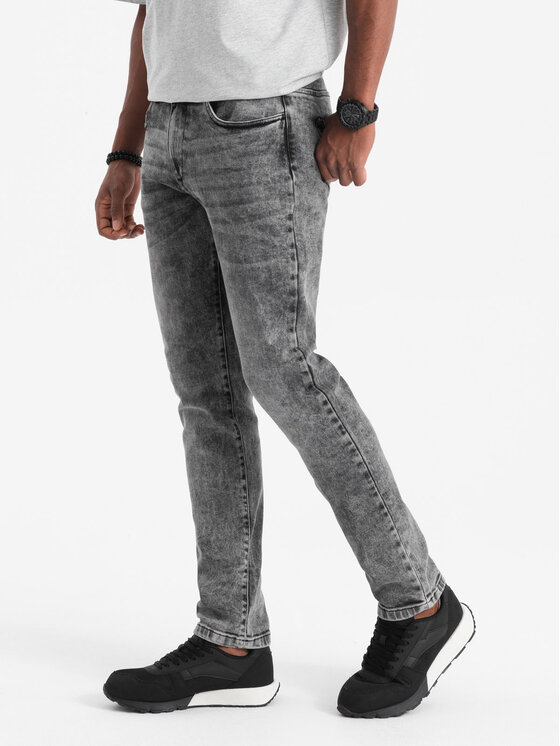 Ombre Ombre Jeansy OM-PADP-0110 Šedá Slim Fit