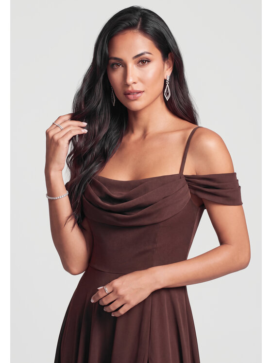 Ombre Ombre Sukienka wieczorowa LA-OM-DLR452 Brązowy Regular Fit