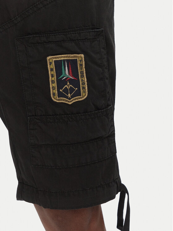 Aeronautica Militare Aeronautica Militare Pantalon scurți din material 251BE041CT1122 Negru Regular Fit